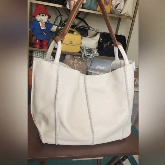 EUC The Sak Los Feliz Leather Large Tote Bag in White - Picture 8 of 8